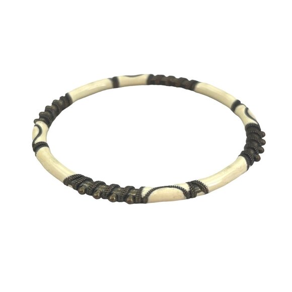 Handcrafted Enamel & Metal Beaded Bangle Bracelet For Women - Picture 2 of 6